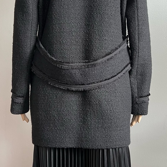 Maje Vaiba Wool Blend Coat Banded Single Button Black Size 36 Size S - Picture 8 of 16